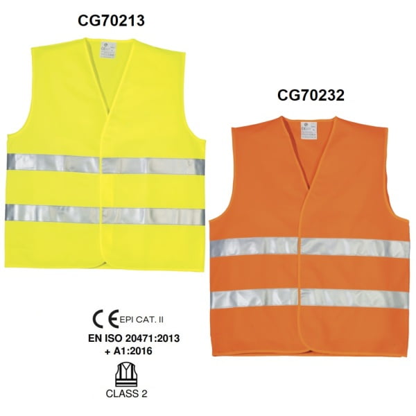 Vesta reflectorizanta portocaliu HI-Viz, Yard, din poliester, 2 benzi reflectorizante de 5cm, inchidere cu scai, EN ISO 20471, Clasa 2