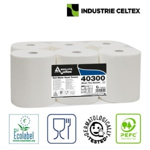 CE40300-Rola prosop hartie autocut Celtex Master Time 40300, alb, 285m, 2 str, certificat Ecolabel, dispensere CE92680, CE95420-1