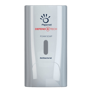 Dispenser sapun spuma Papernet Defend Tech 416150, alb, 500 ml, tratat antibacterial, compatibil cu rezerve 411209