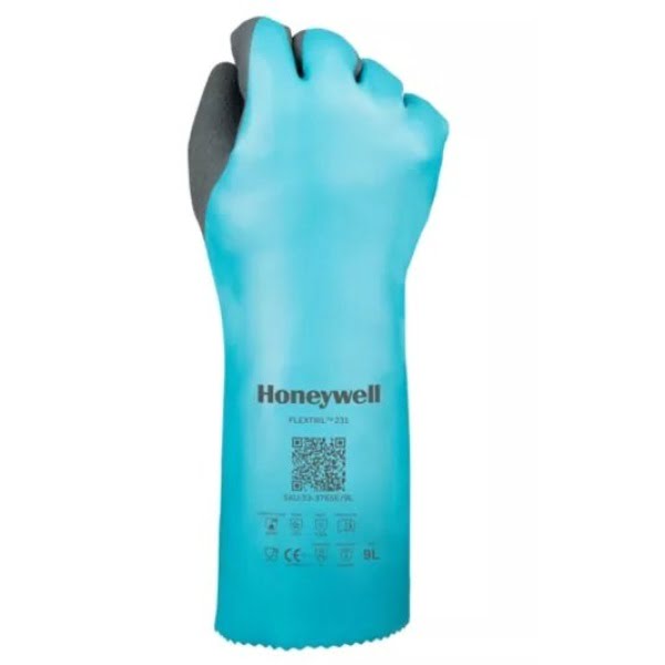 Manusi de protectie Honeywell Flextril 231, din nitril, rezistenta chimica si rezistenta la taiere nivel C, liner bumbac in interior, dubla imersie pe palma, lungime 320cm, bucata=pereche