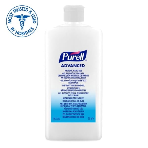 Dezinfectant maini gel Gojo Purell Advanced flacon pentru Eurodispenser 1000 ml cu capac, pentru dispenser SV2200-20-01