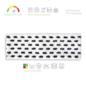 IPCFRAN00982_Mop din microfibra, alb-negru, Spot, 40 x 11 cm, conform HACCP, pentru curatare si dezinfectare, fixare cu scai