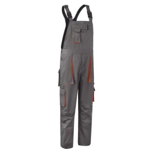 Pantaloni de lucru cu pieptar, Navy / Paddock II, gri-portocaliu, 60% bumbac/40% poliester – 245g/m², buzunare multiple, rezistenti la uzura, genunchi preformati, Coverguard