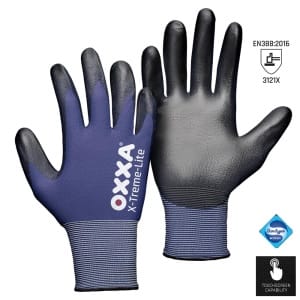 Manusi de protectie OXXA  X-Treme-Lite 51-100, suport nailon, imersie de poliuretan in palma si pe degete, albastru/negru